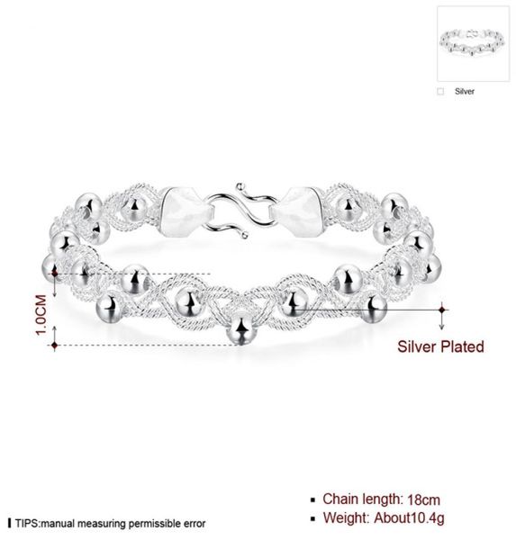 beaded chain 925 silver plate charm bracelet 18cm emb396women039s plated sterling silver plated jewelry bracelet3835053, White
